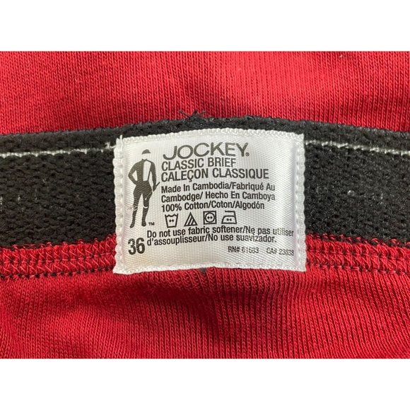 Men's JOCKEY Classic Briefs Red Black and White sz 36 NWOT - Picture 2 of 3